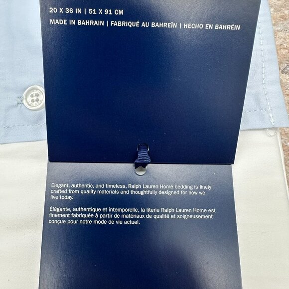 Ralph Lauren Organic‎ Cotton Sateen Border King Size 36" x 20" Sham, White/Blue - Picture 11 of 12